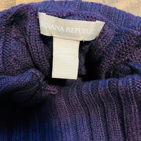 Banana Republic Wool Cashmere Purple Turtleneck Cable Knit Sweater, Size S - Picture 10 of 10